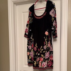 Sundance Black Dress with Vibrant Embroidery